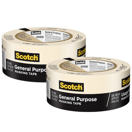 Scotch General Purpose Masking Tape, 1.88 in x 60.1 yd 48mm x 55m, 2PK 2050-48MP